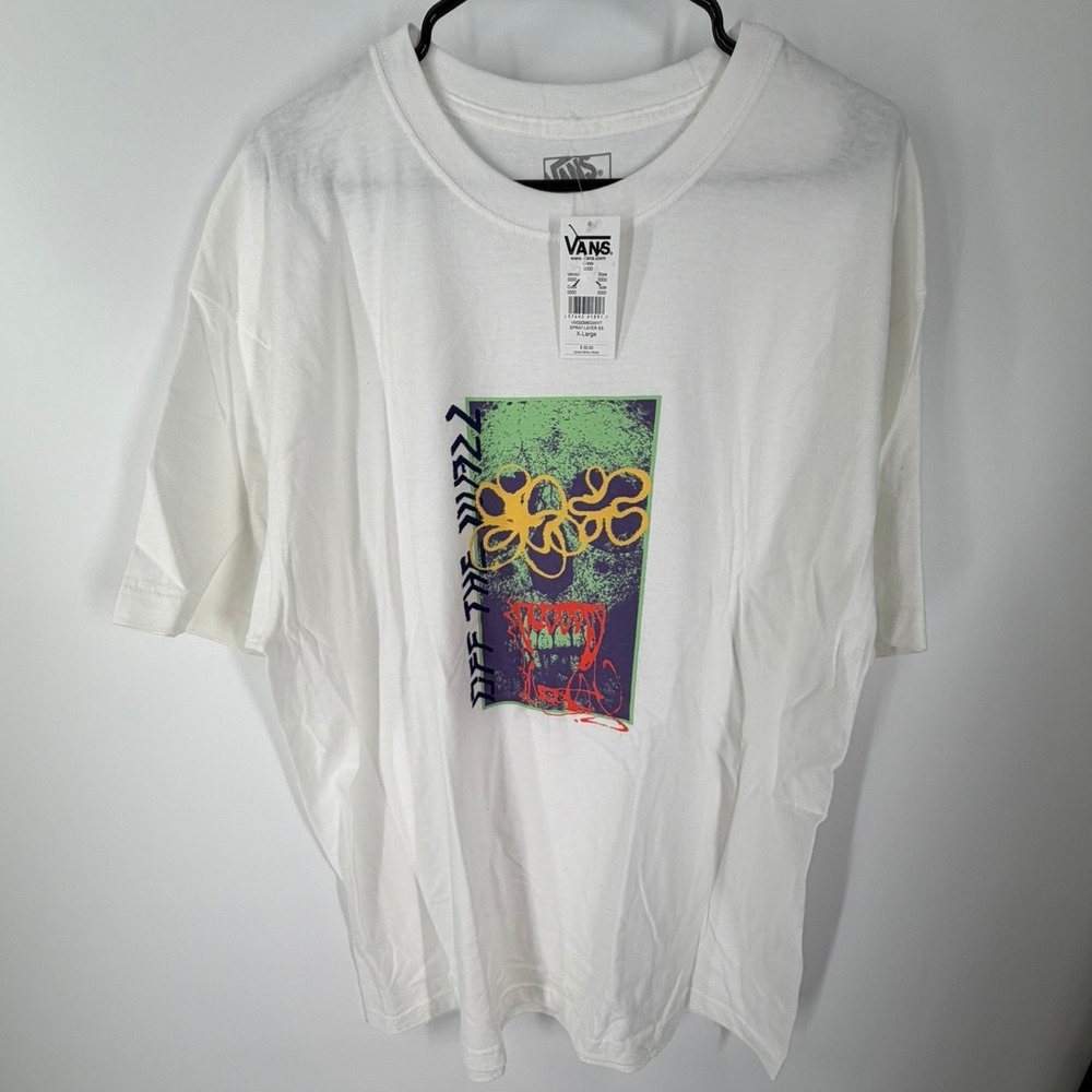 Vans Mens Spray Layer Short Sleeve Graphic T-Shirt White VN000M6GWHT XL New